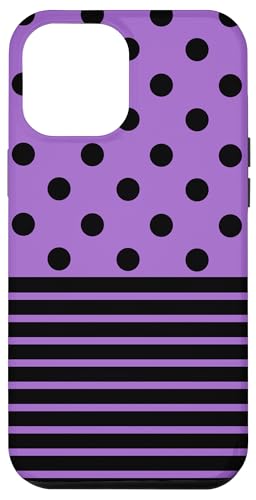 Schwarz Lila Polka Dot und gestreift ästhetisch adrett niedlich Hülle für iPhone 12 Pro Max Schwarz Lila Polka Dot und gestreift ästhetisch adrett niedlich Hülle für iPhone 12 Pro Max von Preppy Polka Girly Style