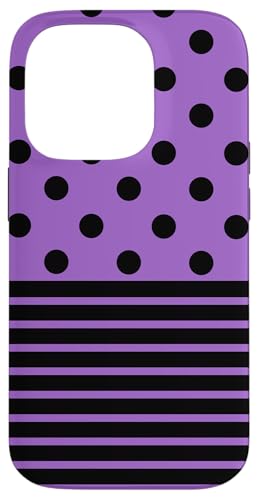 Schwarz Lila Polka Dot und gestreift ästhetisch adrett niedlich Hülle für iPhone 14 Pro Schwarz Lila Polka Dot und gestreift ästhetisch adrett niedlich Hülle für iPhone 14 Pro von Preppy Polka Girly Style