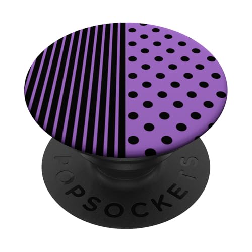 Schwarz Lila Polka Dot und gestreift ästhetisch adrett niedlich PopSockets Klebender PopGrip Schwarz Lila Polka Dot und gestreift ästhetisch adrett niedlich PopSockets Klebender PopGrip von Preppy Polka Girly Style