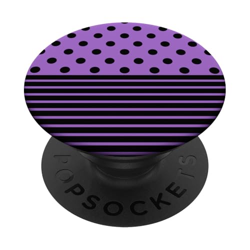 Schwarz Lila Polka Dot und gestreift ästhetisch adrett niedlich PopSockets Klebender PopGrip Schwarz Lila Polka Dot und gestreift ästhetisch adrett niedlich PopSockets Klebender PopGrip von Preppy Polka Girly Style
