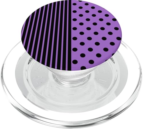Schwarz Lila Polka Dot und gestreift ästhetisch adrett niedlich PopSockets PopGrip für MagSafe Schwarz Lila Polka Dot und gestreift ästhetisch adrett niedlich PopSockets PopGrip für MagSafe von Preppy Polka Girly Style