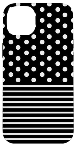 Schwarz Weiß gepunktet und gestreift, ästhetisch, adrett, niedlich, Boho Hülle für iPhone 14 Plus Schwarz Weiß gepunktet und gestreift, ästhetisch, adrett, niedlich, Boho Hülle für iPhone 14 Plus von Preppy Polka Girly Style