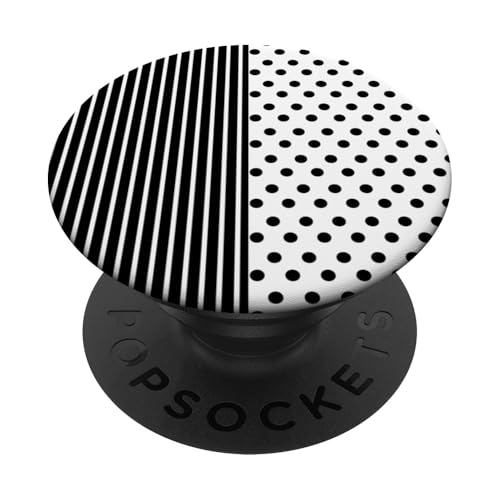 Schwarz Weiß gepunktet und gestreift, ästhetisch, adrett, niedlich, Boho PopSockets Klebender PopGrip Schwarz Weiß gepunktet und gestreift, ästhetisch, adrett, niedlich, Boho PopSockets Klebender PopGrip von Preppy Polka Girly Style
