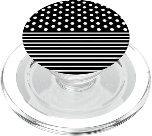 Schwarz Weiß gepunktet und gestreift, ästhetisch, adrett, niedlich, Boho PopSockets PopGrip für MagSafe Schwarz Weiß gepunktet und gestreift, ästhetisch, adrett, niedlich, Boho PopSockets PopGrip für MagSafe von Preppy Polka Girly Style