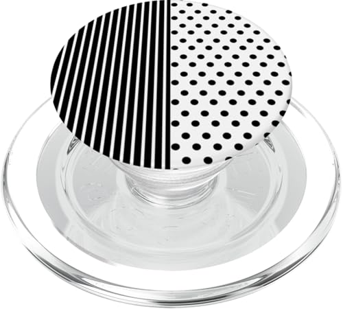Schwarz Weiß gepunktet und gestreift, ästhetisch, adrett, niedlich, Boho PopSockets PopGrip für MagSafe Schwarz Weiß gepunktet und gestreift, ästhetisch, adrett, niedlich, Boho PopSockets PopGrip für MagSafe von Preppy Polka Girly Style