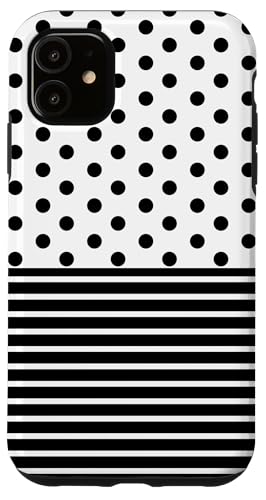 Schwarz Weiß gepunktet und gestreift, ästhetisch, adrett, niedlich Hülle für iPhone 11 Schwarz Weiß gepunktet und gestreift, ästhetisch, adrett, niedlich Hülle für iPhone 11 von Preppy Polka Girly Style