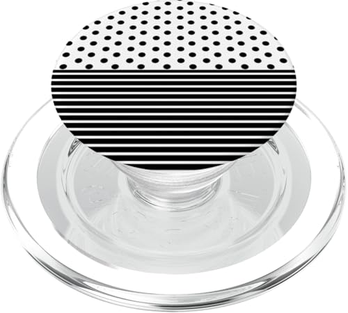 Schwarz Weiß gepunktet und gestreift, ästhetisch, adrett, niedlich PopSockets PopGrip für MagSafe Schwarz Weiß gepunktet und gestreift, ästhetisch, adrett, niedlich PopSockets PopGrip für MagSafe von Preppy Polka Girly Style