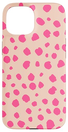 Beige und Rosa Dalmatiner Print Preppy Girly Polka Dot Y2K Hülle für iPhone 15 von Preppy & Pretty Chic Girl
