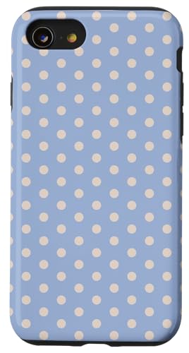 Blau und Beige Polka Dot Vintage Boho Ästhetisch Girly Cute Hülle für iPhone SE (2020) / 7 / 8 von Preppy & Pretty Chic Girl