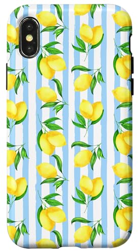 Blaue Streifen Zitrone adrette ästhetische Mädchen niedlich Sommer Frühling Hülle für iPhone X/XS Blaue Streifen Zitrone adrette ästhetische Mädchen niedlich Sommer Frühling Hülle für iPhone X/XS von Preppy & Pretty Chic Girl