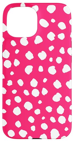 Dalmatiner Print Preppy Girly Hot Pink White Polka Dot Y2K Hülle für iPhone 15 von Preppy & Pretty Chic Girl