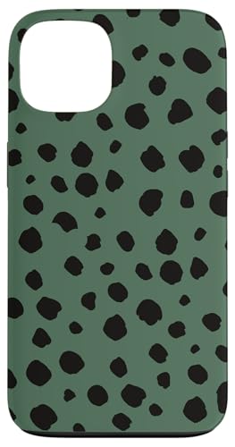 Dunkelgrün-weißer Dalmatiner-Druck, adrett, mädchenhaft, gepunktet, Y2K Hülle für iPhone 13 von Preppy & Pretty Chic Girl