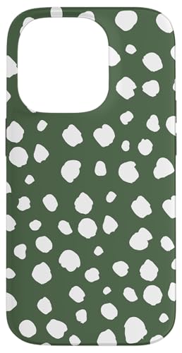 Dunkelgrün-weißer Dalmatiner-Druck, adrett, mädchenhaft, gepunktet, Y2K Hülle für iPhone 14 Pro von Preppy & Pretty Chic Girl