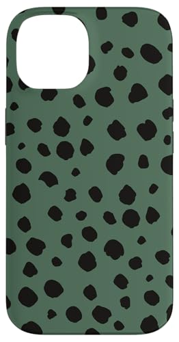 Dunkelgrün-weißer Dalmatiner-Druck, adrett, mädchenhaft, gepunktet, Y2K Hülle für iPhone 14 von Preppy & Pretty Chic Girl