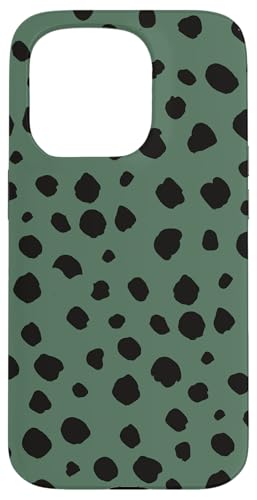 Dunkelgrün-weißer Dalmatiner-Druck, adrett, mädchenhaft, gepunktet, Y2K Hülle für iPhone 15 Pro von Preppy & Pretty Chic Girl