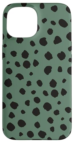 Dunkelgrün-weißer Dalmatiner-Druck, adrett, mädchenhaft, gepunktet, Y2K Hülle für iPhone 15 von Preppy & Pretty Chic Girl