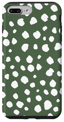 Dunkelgrün-weißer Dalmatiner-Druck, adrett, mädchenhaft, gepunktet, Y2K Hülle für iPhone 7 Plus/8 Plus von Preppy & Pretty Chic Girl
