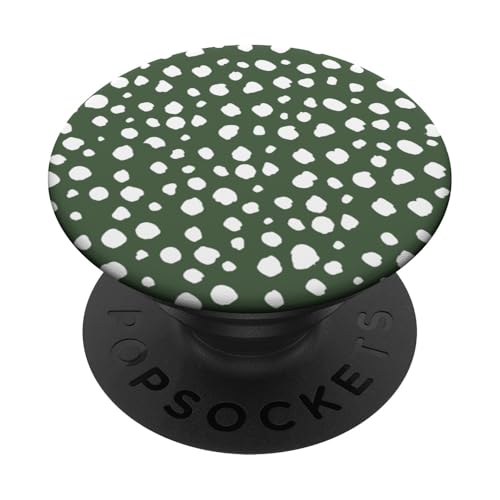 Dunkelgrün-weißer Dalmatiner-Druck, adrett, mädchenhaft, gepunktet, Y2K PopSockets Klebender PopGrip Dunkelgrün-weißer Dalmatiner-Druck, adrett, mädchenhaft, gepunktet, Y2K PopSockets Klebender PopGrip von Preppy & Pretty Chic Girl