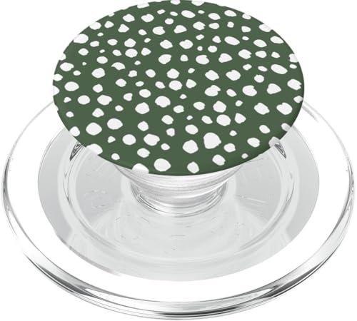 Dunkelgrün-weißer Dalmatiner-Druck, adrett, mädchenhaft, gepunktet, Y2K PopSockets PopGrip für MagSafe von Preppy & Pretty Chic Girl