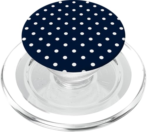 Marineblau-weißes kleines gepunktetes Vintage-Boho-ästhetisches Mädchen PopSockets PopGrip für MagSafe von Preppy & Pretty Chic Girl