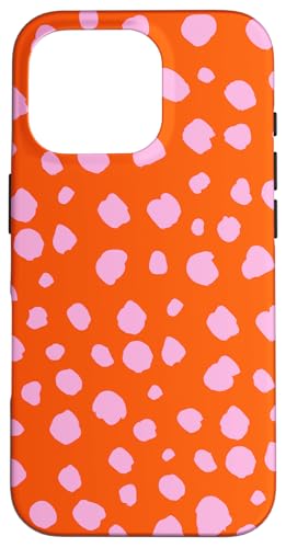 Orange und Rosa Dalmatiner Print Preppy Girly Polka Dot Y2K Hülle für iPhone 16 Pro von Preppy & Pretty Chic Girl