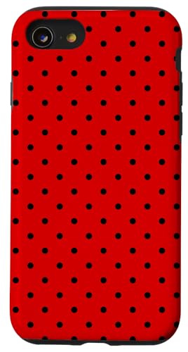 Rot und Schwarz Winzige Polka Dot Boho Vintage Ästhetische Punkte Hülle für iPhone SE (2020) / 7 / 8 von Preppy & Pretty Chic Girl