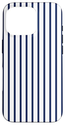 Blau Marineblau Weiß Gestreift Girly Stripes Geometrische dünne Linien Hülle für iPhone 16 Pro Blau Marineblau Weiß Gestreift Girly Stripes Geometrische dünne Linien Hülle für iPhone 16 Pro von Preppy & Pretty Pinstripes
