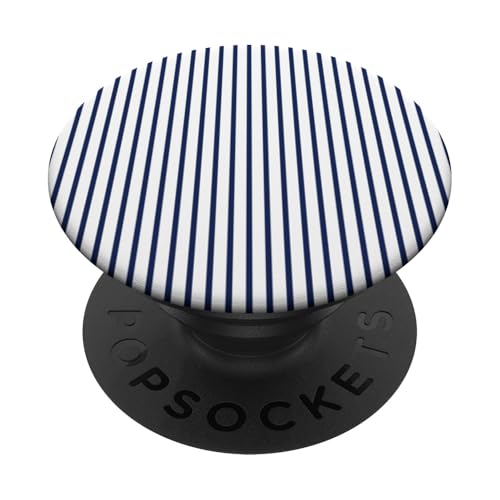 Blau Marineblau Weiß Gestreift Girly Stripes Geometrische dünne Linien PopSockets Klebender PopGrip Blau Marineblau Weiß Gestreift Girly Stripes Geometrische dünne Linien PopSockets Klebender PopGrip von Preppy & Pretty Pinstripes