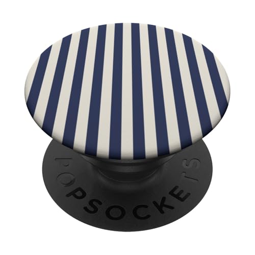 Blau Marineblau Weiß gestreift Girly vertikale Linien adrette Streifen PopSockets Klebender PopGrip von Preppy & Pretty Pinstripes