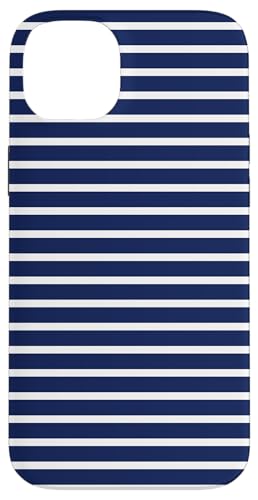 Blau Marineblau gestreift mädchenhafte Streifen geometrische dünne Linien adrett Hülle für iPhone 14 Plus von Preppy & Pretty Pinstripes