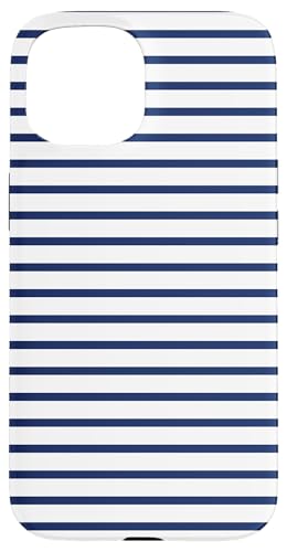 Blau Marineblau gestreift mädchenhafte Streifen geometrische dünne Linien adrett Hülle für iPhone 15 von Preppy & Pretty Pinstripes