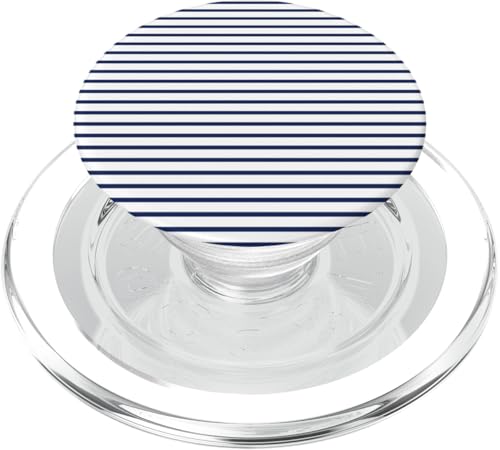 Blau Marineblau gestreift mädchenhafte Streifen geometrische dünne Linien adrett PopSockets PopGrip für MagSafe von Preppy & Pretty Pinstripes
