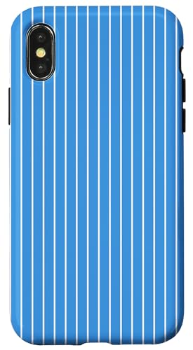 Blau-weiß gestreifte mädchenhafte Streifen geometrische dünne Linien adrett Hülle für iPhone X/XS Blau-weiß gestreifte mädchenhafte Streifen geometrische dünne Linien adrett Hülle für iPhone X/XS von Preppy & Pretty Pinstripes