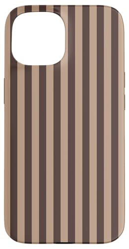 Braun gestreifte vertikale Linien adrette hellbraune Streifen niedlich Hülle für iPhone 15 von Preppy & Pretty Pinstripes