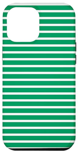 Grün-weiß gestreifte mädchenhafte Streifen geometrische dünne Linien Hülle für iPhone 12 Pro Max von Preppy & Pretty Pinstripes