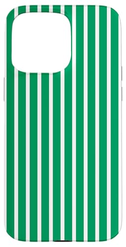Grün-weiß gestreifte mädchenhafte Streifen geometrische dünne Linien Hülle für iPhone 15 Pro Max von Preppy & Pretty Pinstripes
