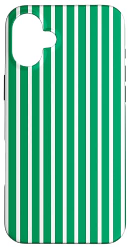 Grün-weiß gestreifte mädchenhafte Streifen geometrische dünne Linien Hülle für iPhone 16 Plus Grün-weiß gestreifte mädchenhafte Streifen geometrische dünne Linien Hülle für iPhone 16 Plus von Preppy & Pretty Pinstripes