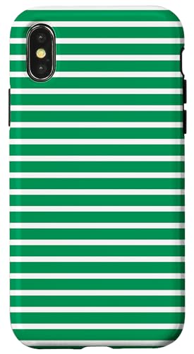 Grün-weiß gestreifte mädchenhafte Streifen geometrische dünne Linien Hülle für iPhone X/XS von Preppy & Pretty Pinstripes