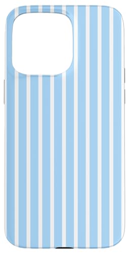 Hellblau-weiß gestreifte geometrische dünne Linien Hülle für iPhone 15 Pro Max von Preppy & Pretty Pinstripes