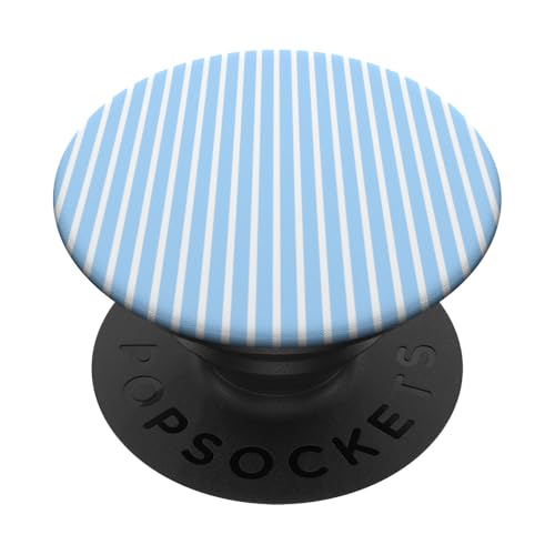 Hellblau-weiß gestreifte geometrische dünne Linien PopSockets Klebender PopGrip Hellblau-weiß gestreifte geometrische dünne Linien PopSockets Klebender PopGrip von Preppy & Pretty Pinstripes