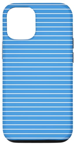 Hellblau-weiß gestreifte mädchenhafte Streifen geometrische dünne Linien Hülle für iPhone 12/12 Pro von Preppy & Pretty Pinstripes