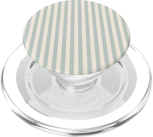 Hellgrün / cremefarben gestreift, für Mädchen, vertikale Linien, adrette Streifen PopSockets PopGrip für MagSafe von Preppy & Pretty Pinstripes