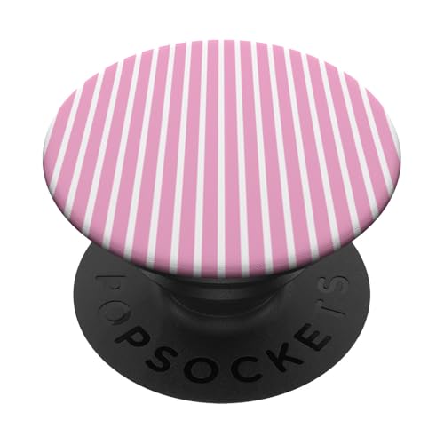 Hellrosa weiß gestreifte mädchenhafte Streifen geometrische dünne Linien PopSockets Klebender PopGrip von Preppy & Pretty Pinstripes