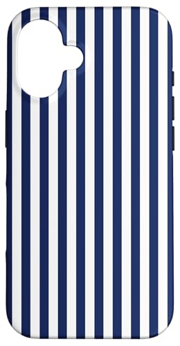 Marineblau und Weiß gestreift, mädchenhafte Streifen, adrett, ästhetisch Hülle für iPhone 16 Marineblau und Weiß gestreift, mädchenhafte Streifen, adrett, ästhetisch Hülle für iPhone 16 von Preppy & Pretty Pinstripes