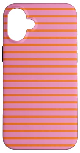 Orange Pink gestreifte mädchenhafte Streifen geometrische dünne Linien Hülle für iPhone 16 Plus Orange Pink gestreifte mädchenhafte Streifen geometrische dünne Linien Hülle für iPhone 16 Plus von Preppy & Pretty Pinstripes