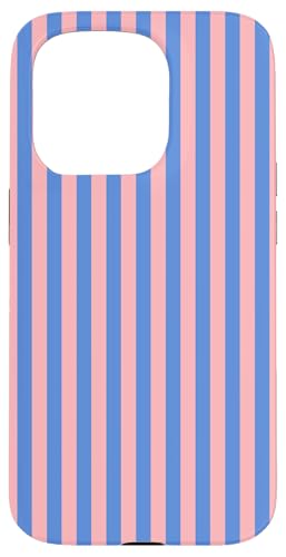 Rosa Blau gestreift Mädchen vertikale Linien adrette Streifen niedlich Hülle für iPhone 15 Pro von Preppy & Pretty Pinstripes