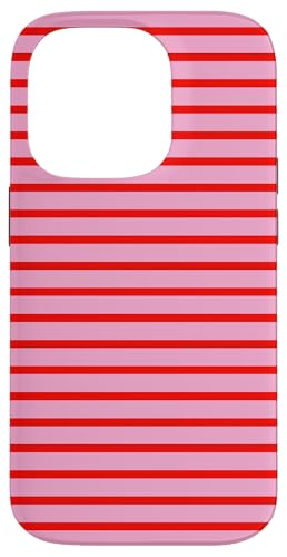 Rosa Rot gestreift mädchenhafte Streifen geometrische dünne Linien adrett Hülle für iPhone 14 Pro von Preppy & Pretty Pinstripes