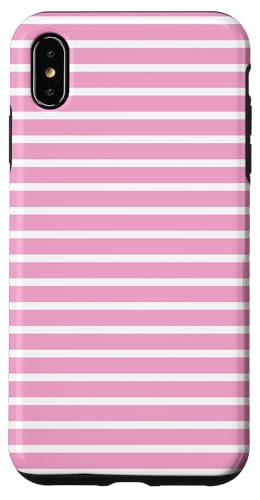 Rosa Weiß gestreift mädchenhafte Streifen geometrische dünne Linien adrett Hülle für iPhone XS Max von Preppy & Pretty Pinstripes