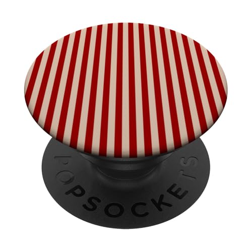 Rot Beige gestreift Mädchen vertikale Linien adrette Streifen niedlich PopSockets Klebender PopGrip von Preppy & Pretty Pinstripes