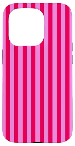 Rot und Rosa gestreifte Girlly vertikale Linien adrette Streifen Hülle für iPhone 15 Pro von Preppy & Pretty Pinstripes